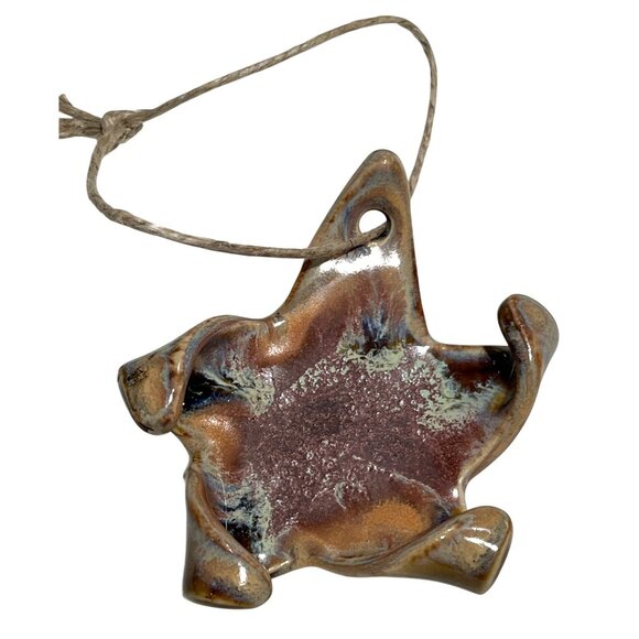 Star Pottery Ornament Ceramic Boho Rustic Earthy Unique Gift Signed Heartless 4" - Picture 2 of 7